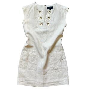 J.Crew Metallic Linen Shift Dress Size 4 Gold Sleeveless Mini